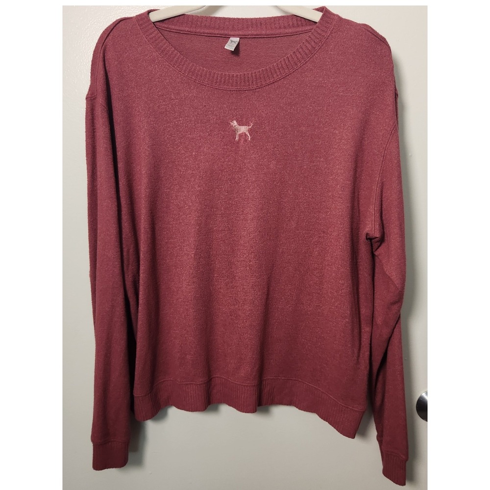 The Black Dog Womens Lightweight Lg Crewneck Sweater Embroidered Logo Dusty Rose